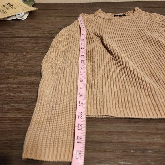 Quince 100% Organic Cotton Fisherman Crew Sweater Medium Tan - Picture 5 of 8